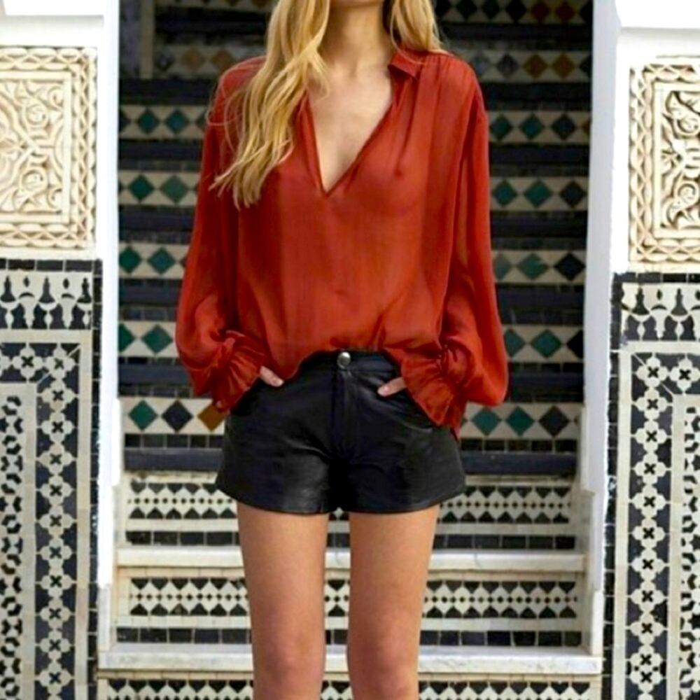 TJD The Jetset Diaries Ara Rust Burnt Orange Blouse Small